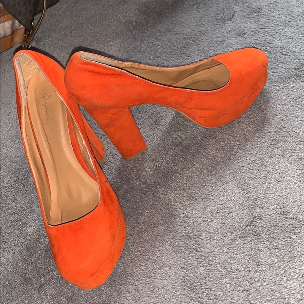 Orange thick heels